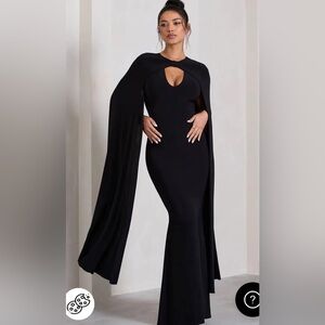 Club L London Elegant Black Cape Dress